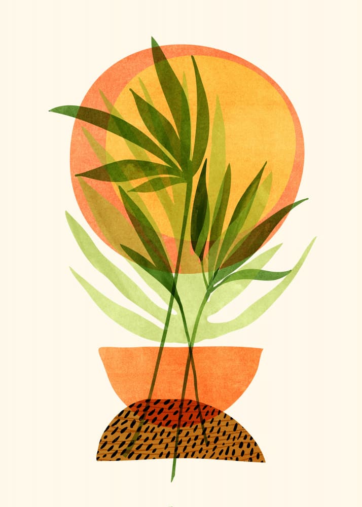 Retro Sunset Garden by Kristian Gallagher — canvas wall art