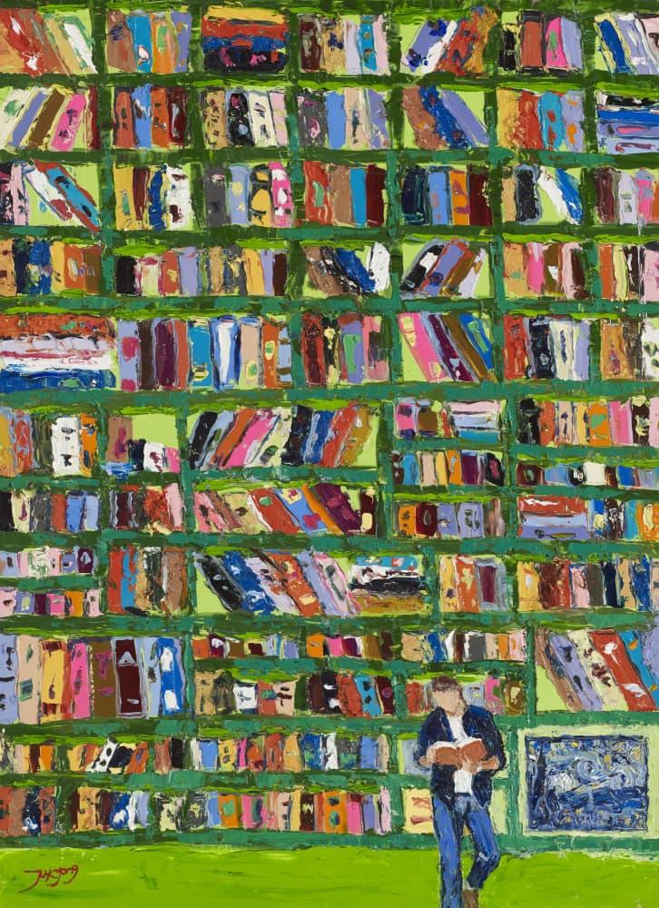 Colorful Library Reader by Jukyong Park — canvas wall art