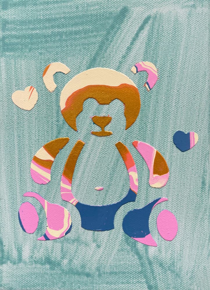 Colorful Abstract Bear by Eleni Pratsi — canvas wall art