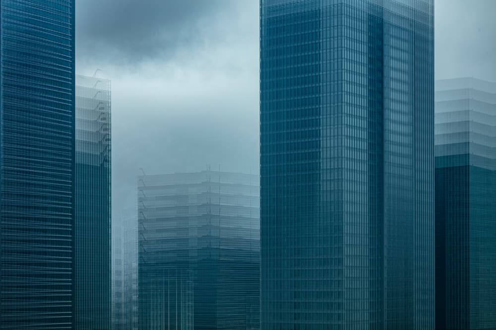 Blue City Reflections by Sasaki Makoto — canvas wall art