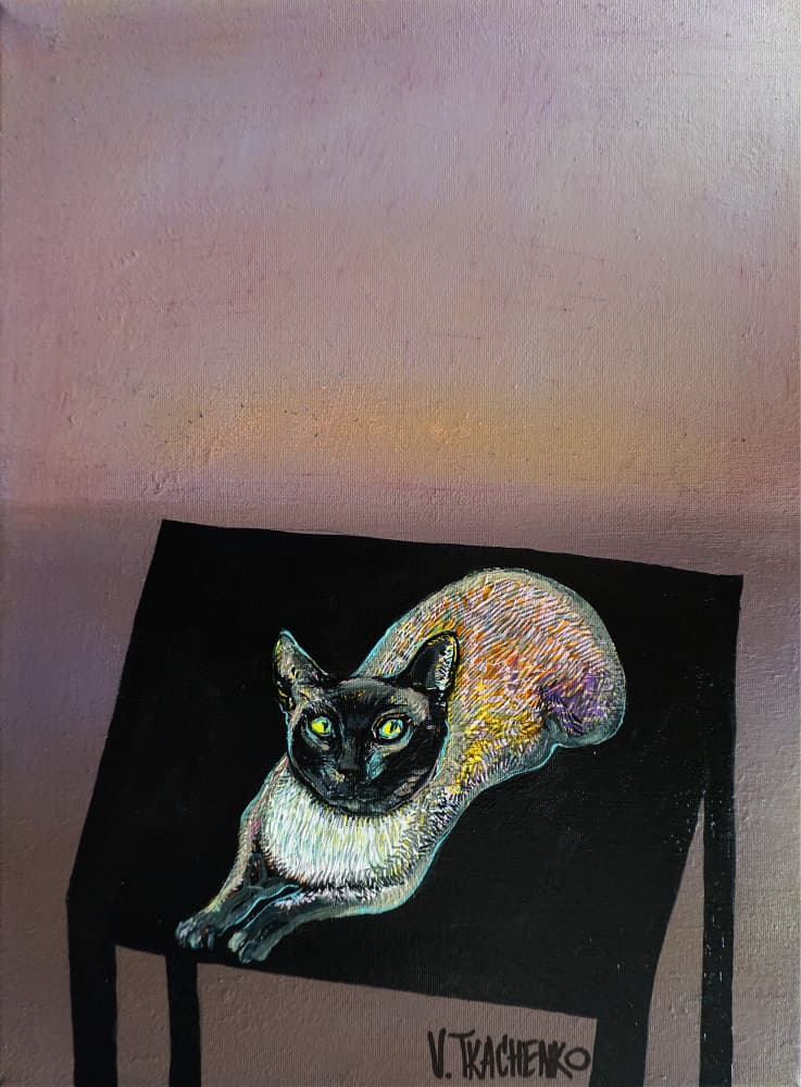 Siamese Cat Stretch by Victor Tkachenko — canvas wall art
