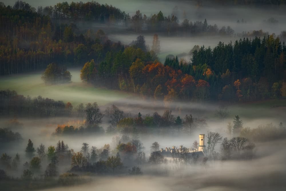 Misty Autumn Castle by Tomasz Rojek — canvas wall art
