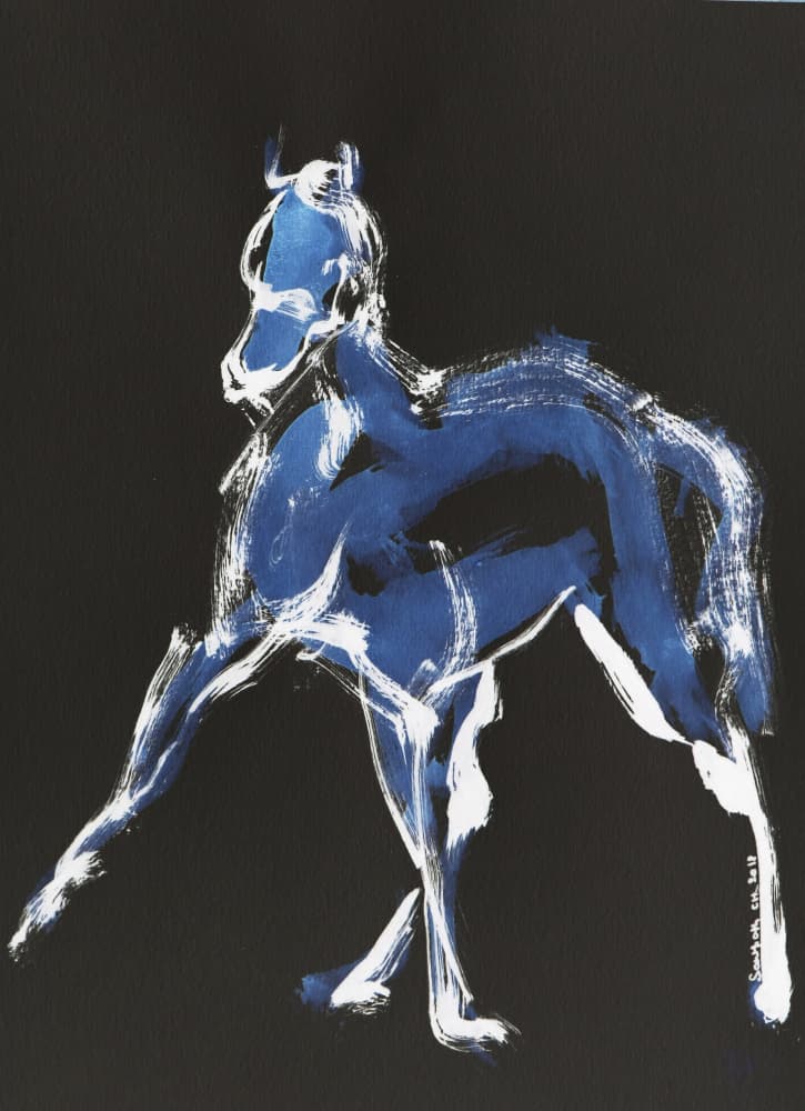 Dynamic Blue Horse by Santhosh ch — canvas wall art
