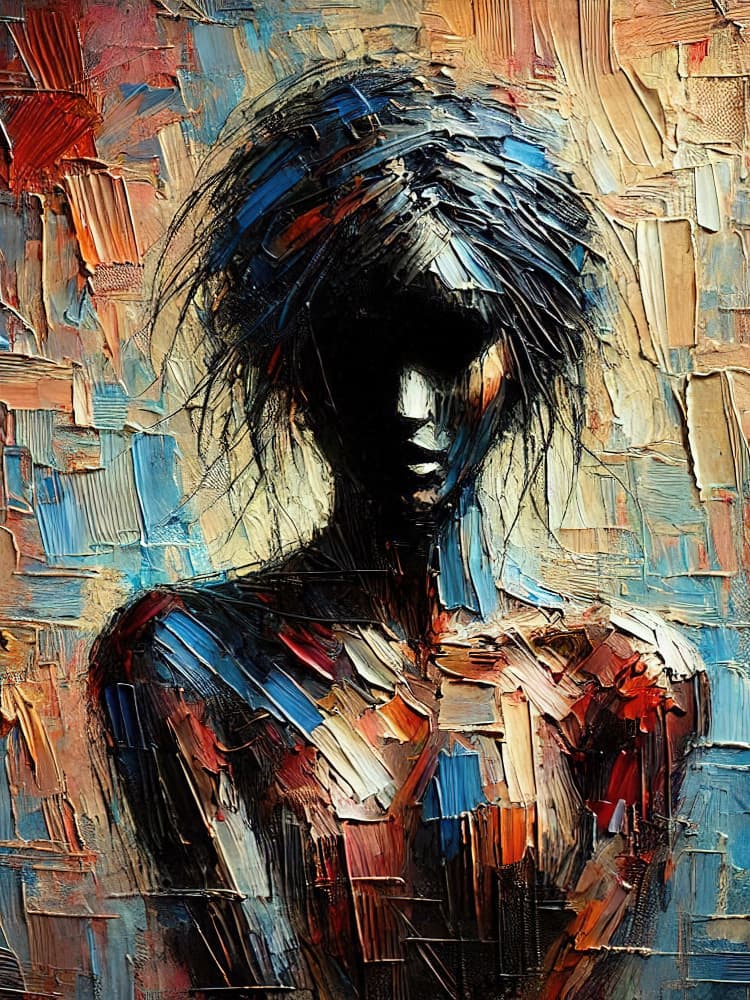 Enigmatic Impasto Woman by Miguel Bruzual — canvas wall art