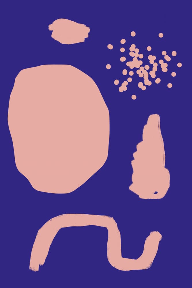 Abstract Blue Pink Forms by Maren Gross — canvas wall art