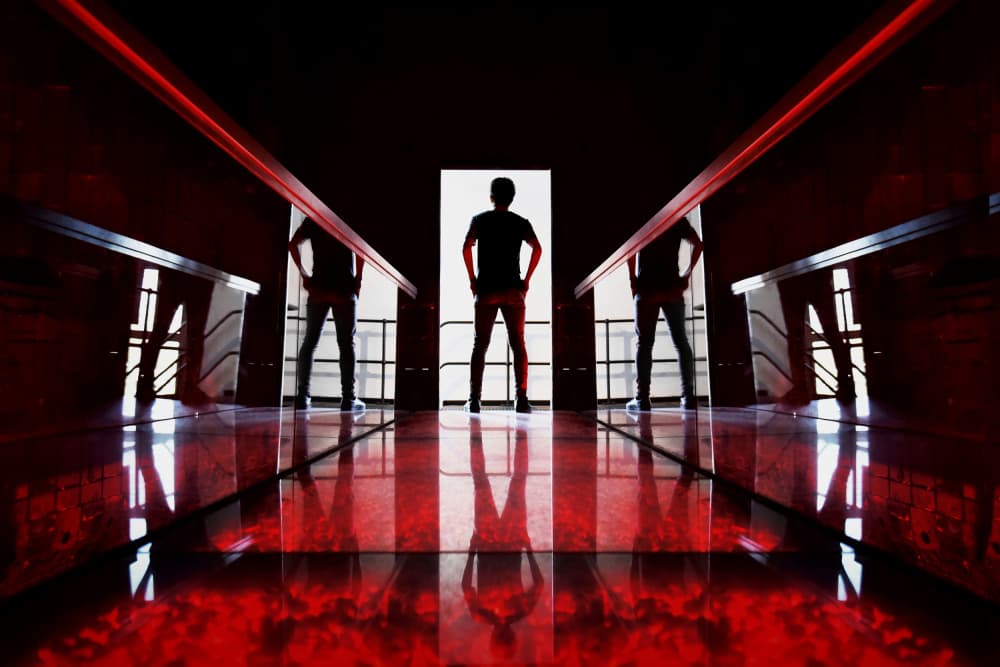 Red Reflection Silhouettes by Jorge Pimenta — canvas wall art