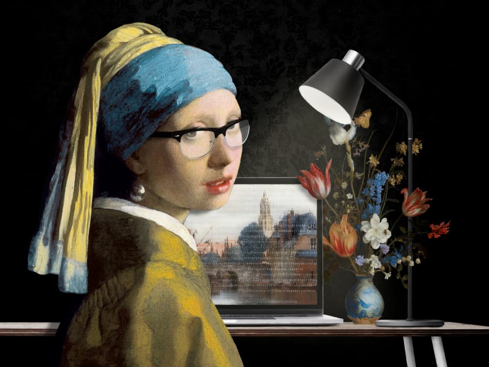 Modern Girl with Pearl by Marja van den Hurk — canvas wall art