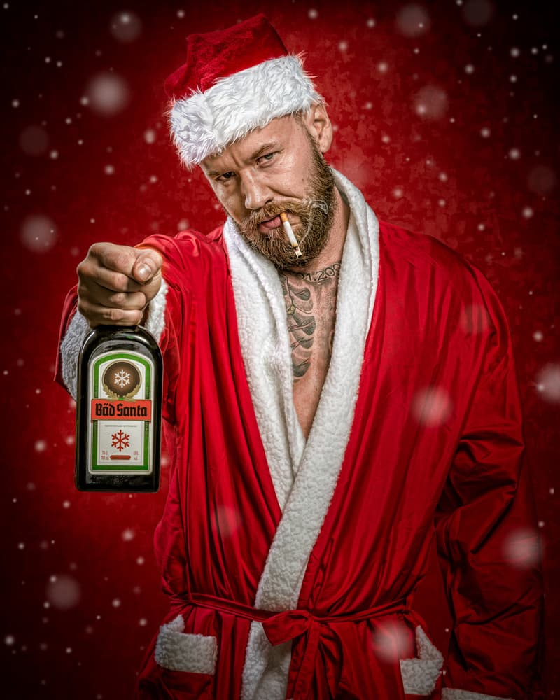 Bad Santa Holiday Rebel by Petri Damstén — canvas wall art