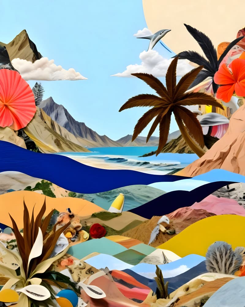 Vibrant Tropical Collage by Uma Gokhale — canvas wall art