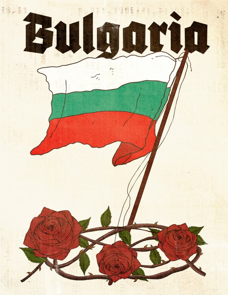 Bulgarian Flag And Roses by Nicholas — canvas wall art