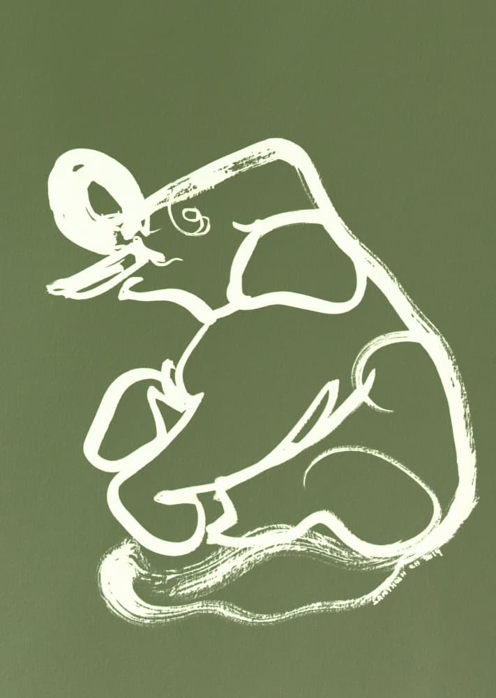 Serene Elephant Sketch by Santhosh ch — canvas wall art