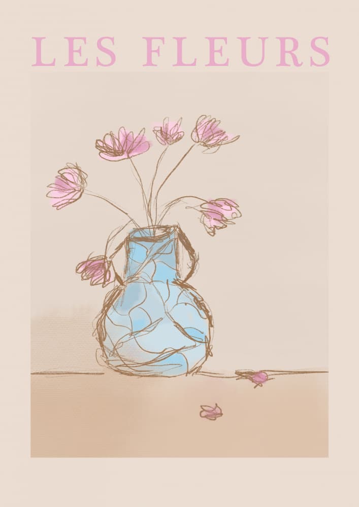 Les Fleurs Pink Vase by Talitha McQueen — canvas wall art