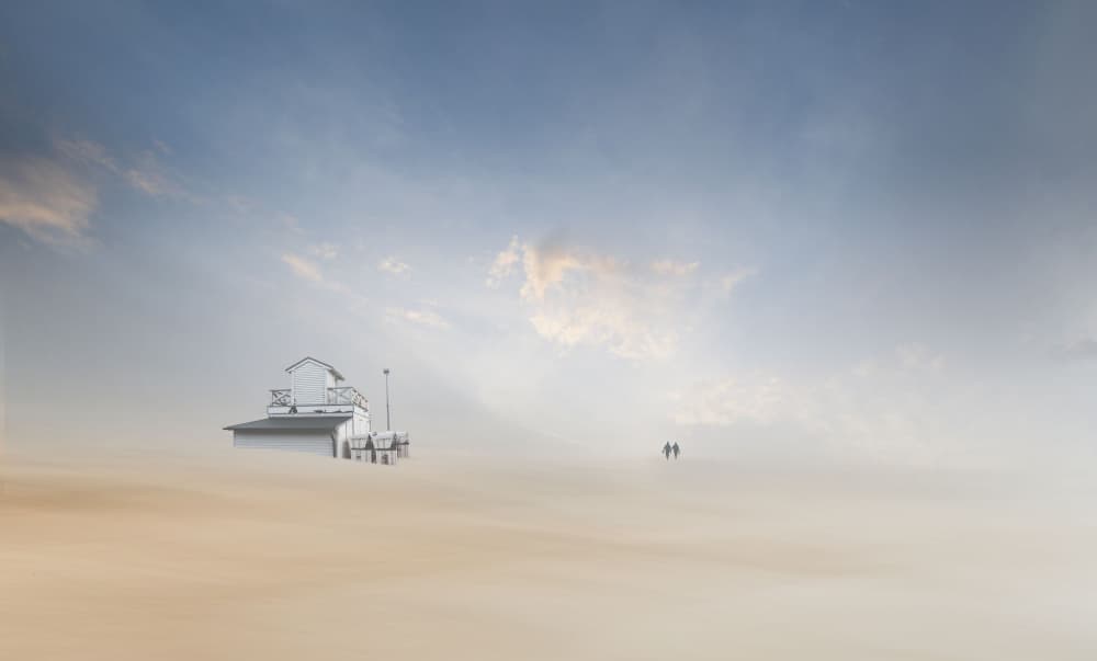 Beach House Serenity by Uschi Hermann — canvas wall art
