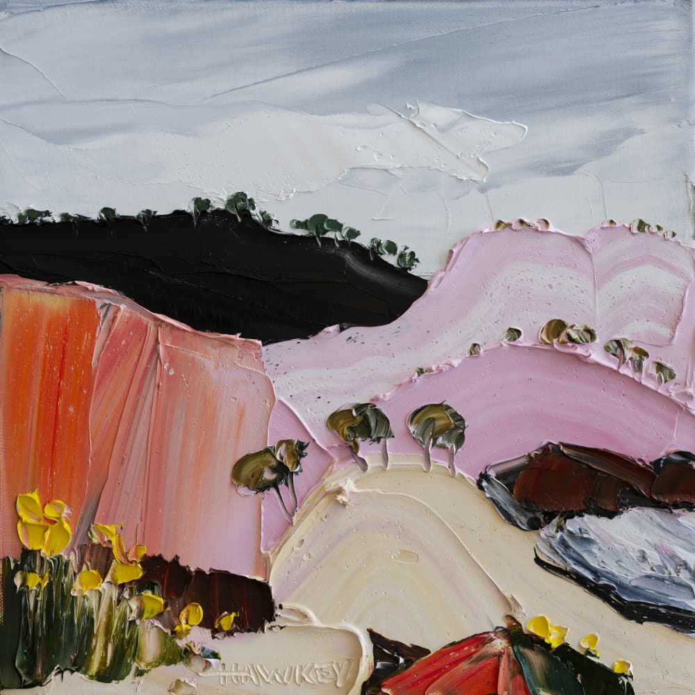 Pink Hillside Blooms by Angela Hawkey — canvas wall art