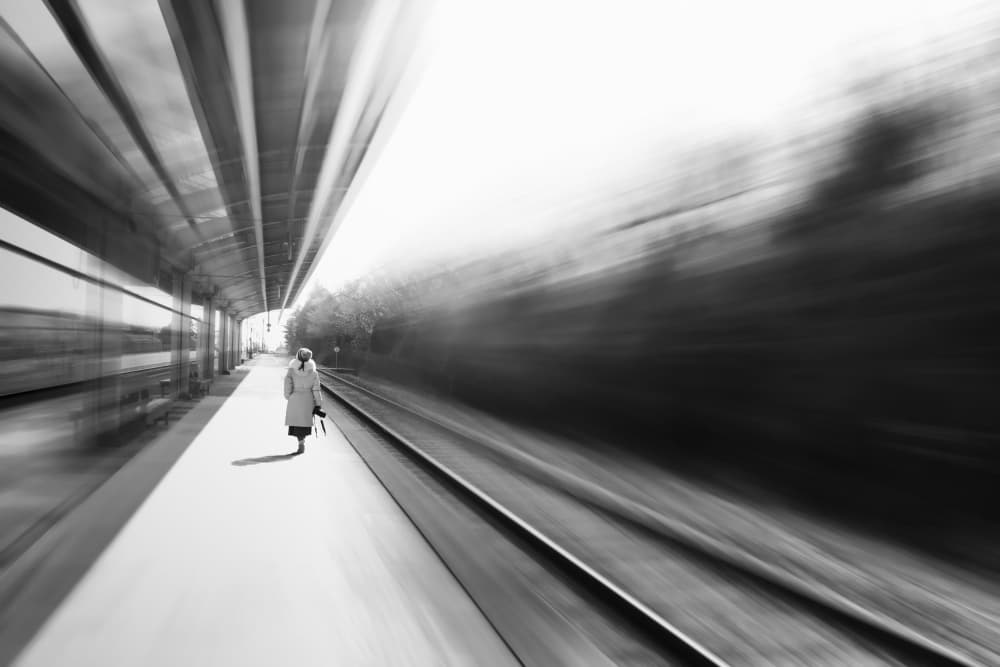 Woman On Speeding Platform by Wanjae Choi — canvas wall art