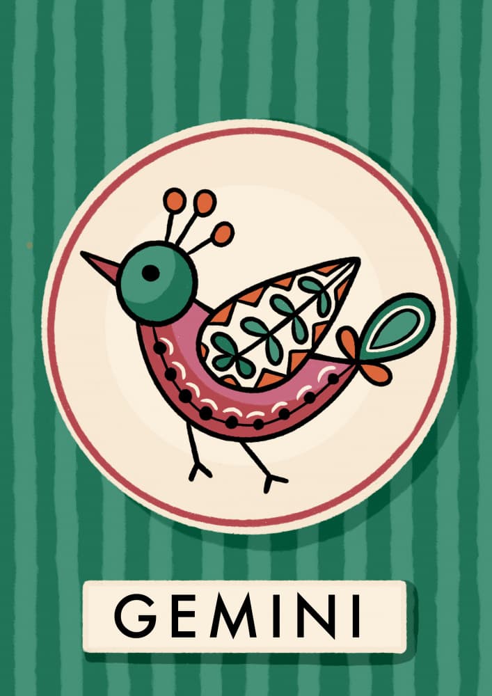 Folk Art Zodiac Bird by Nidhi Kachhadiya — canvas wall art