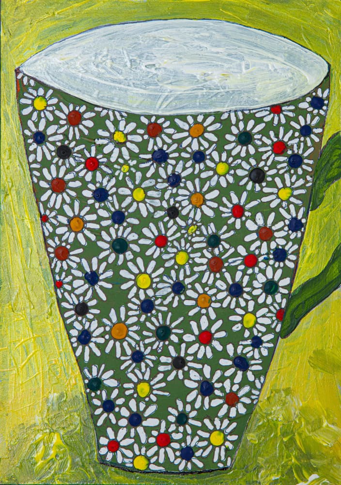 Colorful Daisy Teacup by Dale Hefer — canvas wall art