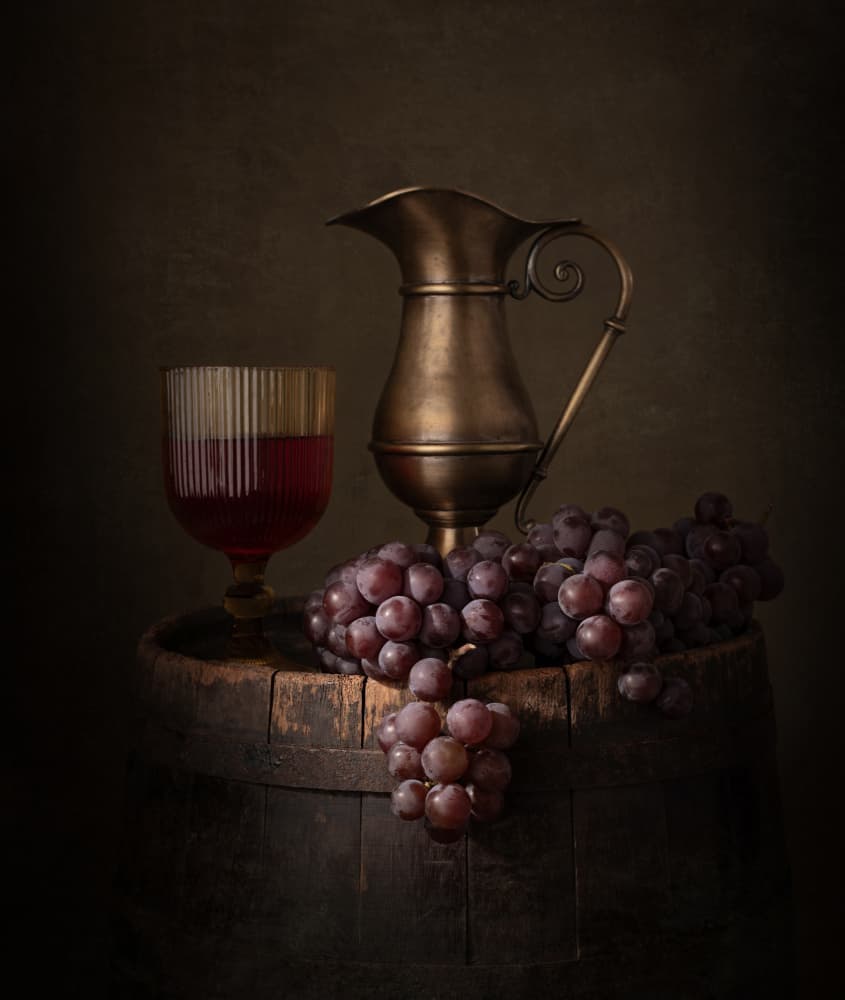 Rustic Wine Still Life by Margareth Perfoncio — canvas wall art