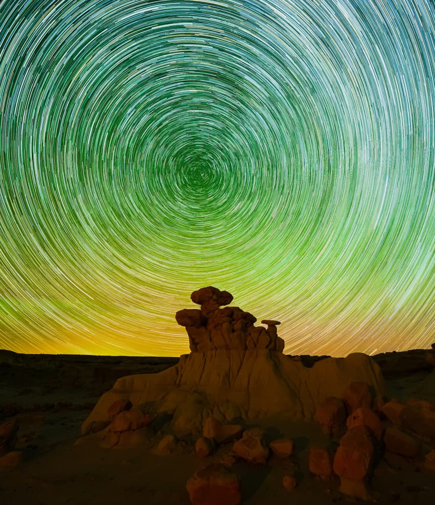 Desert Night Star Trails by Mike He — canvas wall art