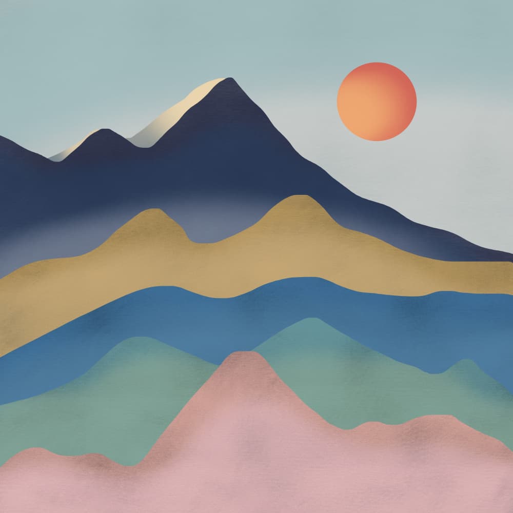 Layered Mountain Sunset by Little Dean — canvas wall art