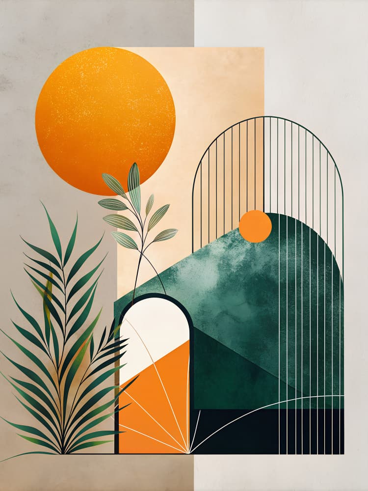 Abstract Sun Arch Leaves by Miguel Bruzual — canvas wall art