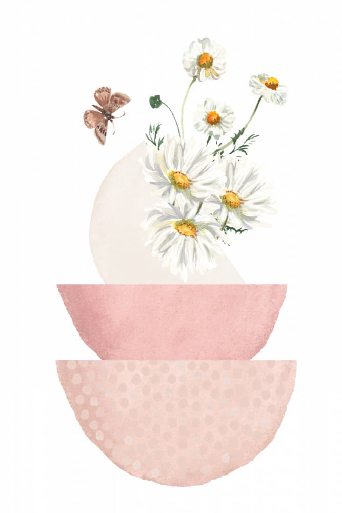 Soft Pink Daisy Geometry by Sally Ann Moss — canvas wall art