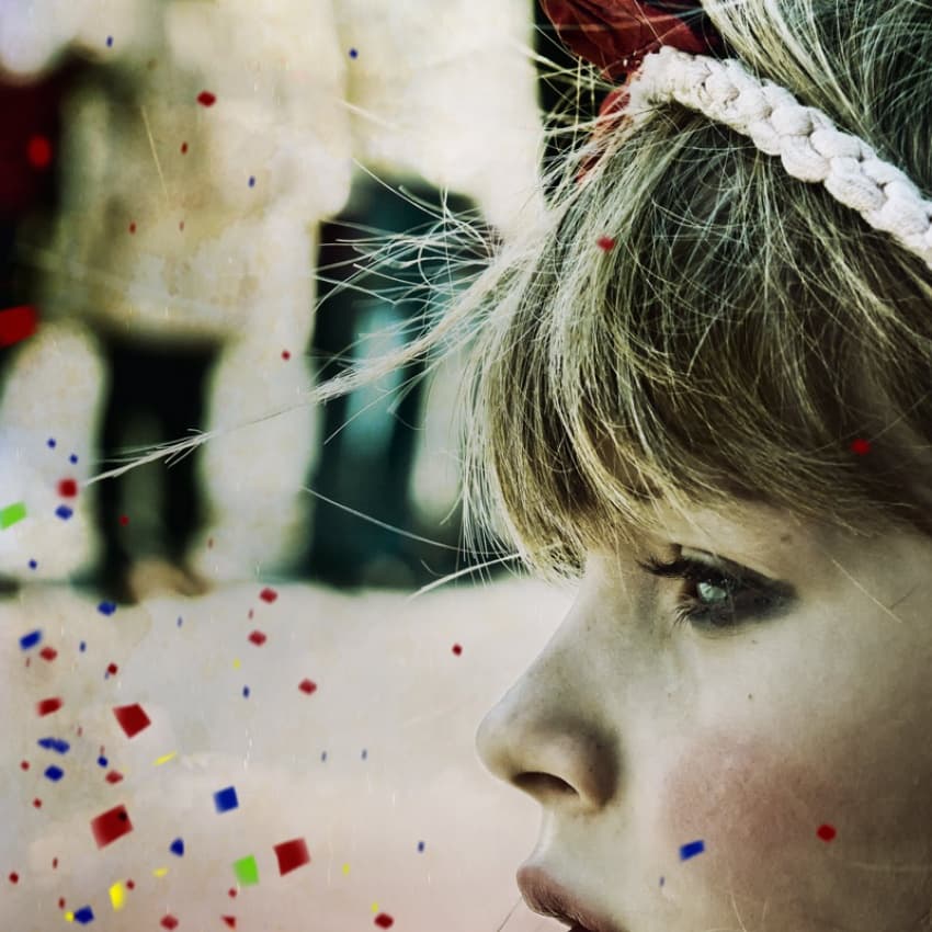 Thoughtful Confetti Girl by ambra — canvas wall art