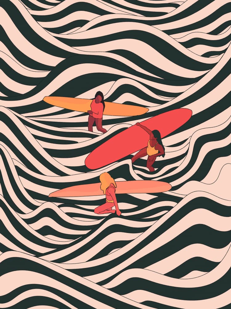 Summer Surfing Waves by Stephen Wade — canvas wall art