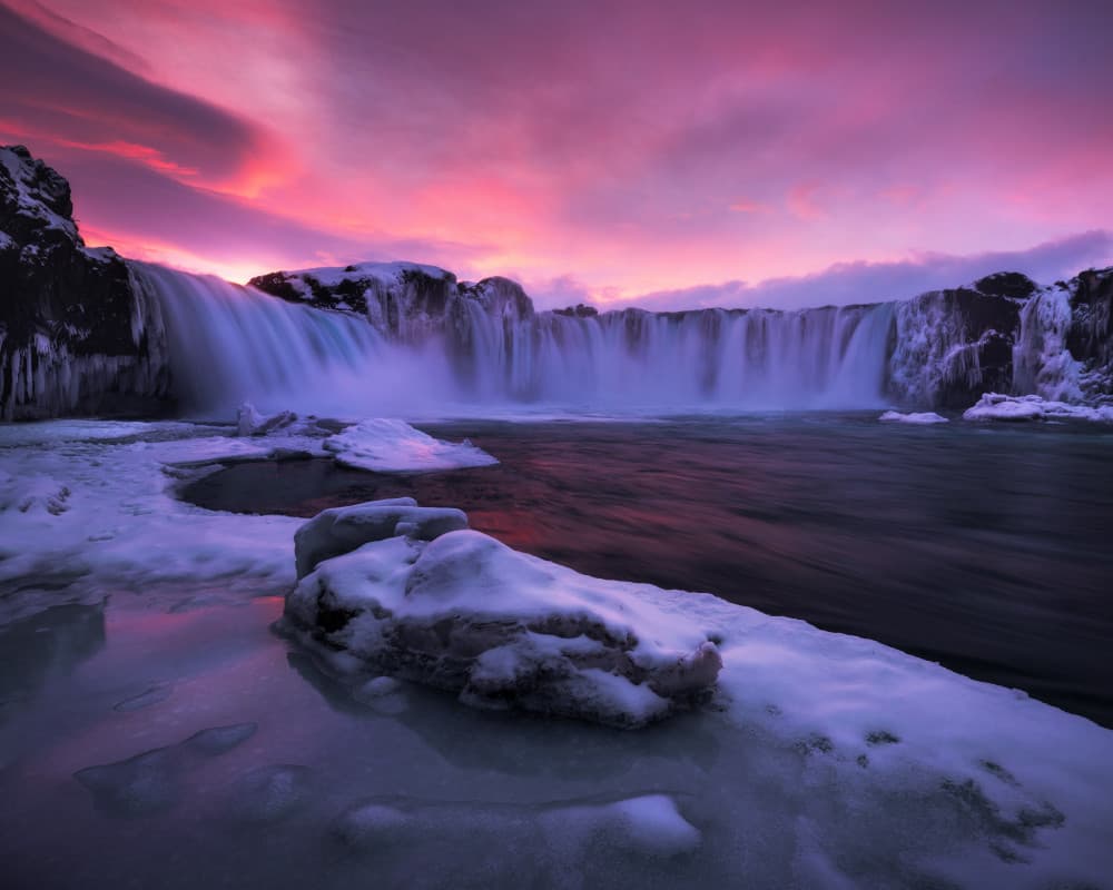 Purple Winter Waterfall by Daniel Gastager — canvas wall art