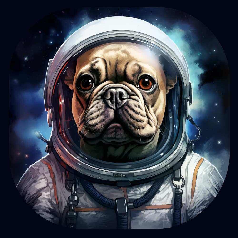 French Bulldog Astronaut by Bilge Paksoylu — canvas wall art