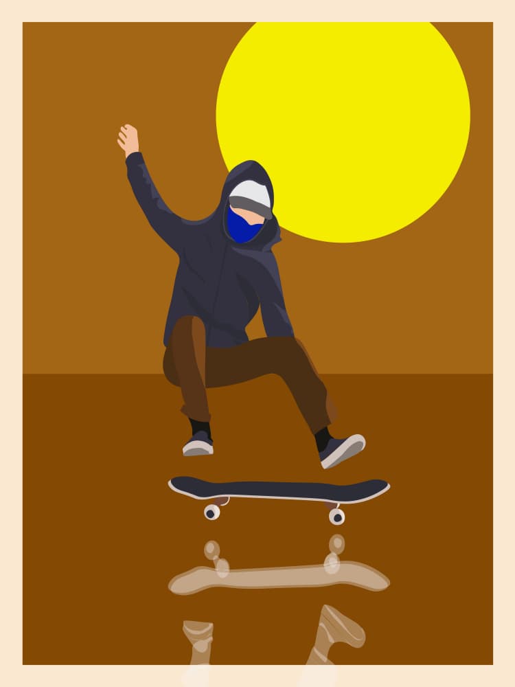 Skater Sunset Reflection by WallChart Art Studio — canvas wall art