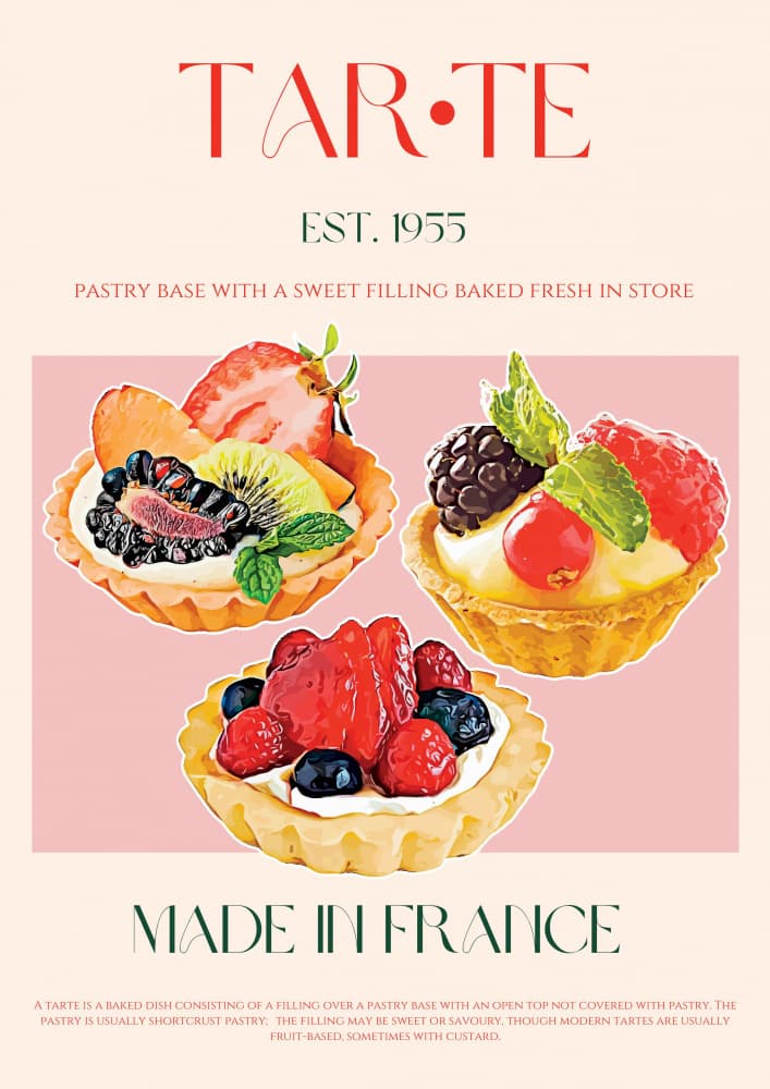 Fresh French Fruit Tarts by Nazma Khokhar — canvas wall art