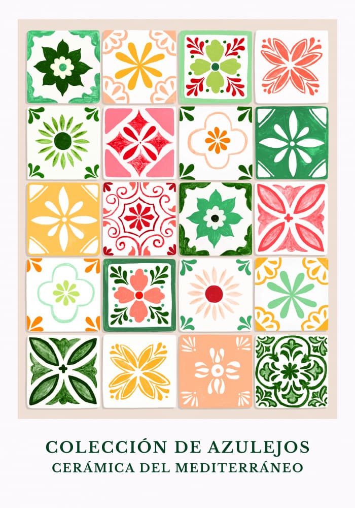 Mediterranean Tile Patterns by Karen Menzenbach — canvas wall art