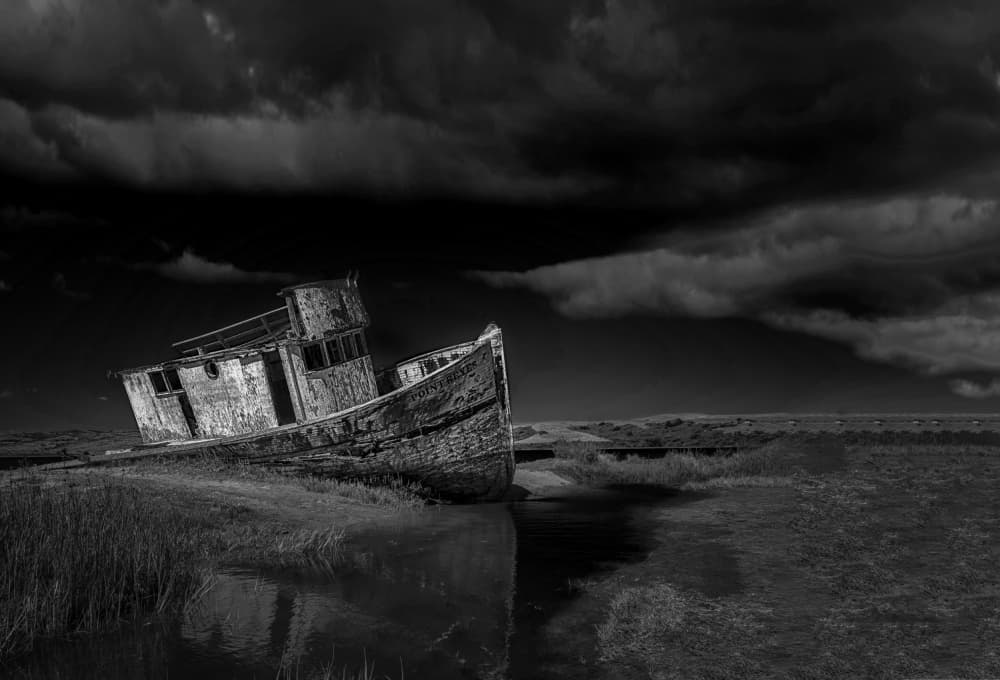 Stormy Shipwreck Marsh by Jiahong Zeng — canvas wall art
