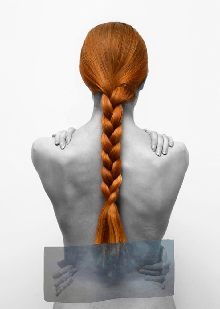 Woman Back Red Braid by Joanna Ras — canvas wall art