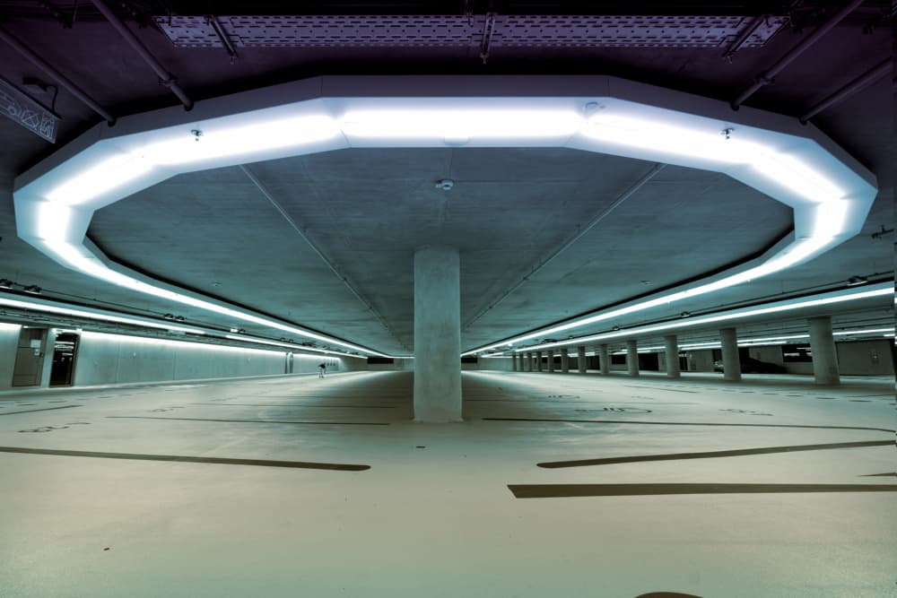 Bright Geometric Garage by Erhard Batzdorf — canvas wall art