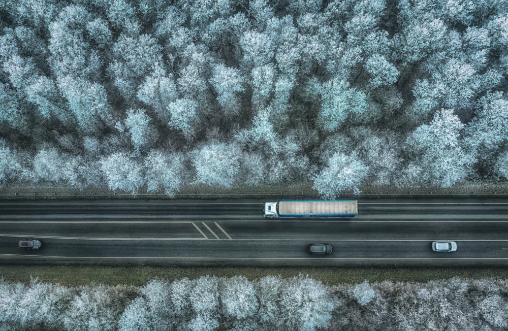 Frosty Forest Highway by Guy Krier — canvas wall art