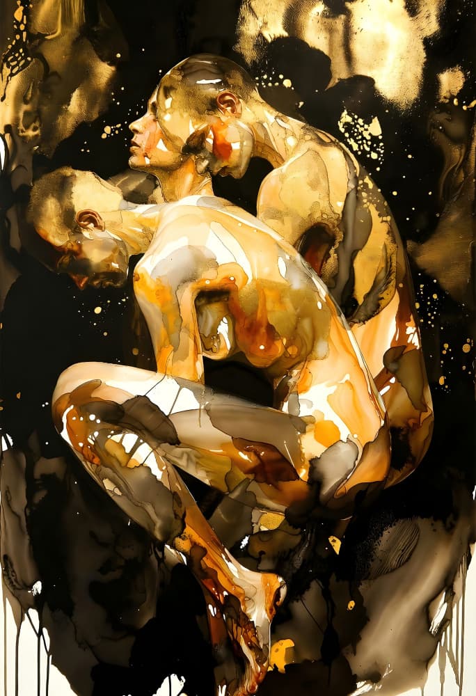 Golden Embrace by Miguel Bruzual — canvas wall art