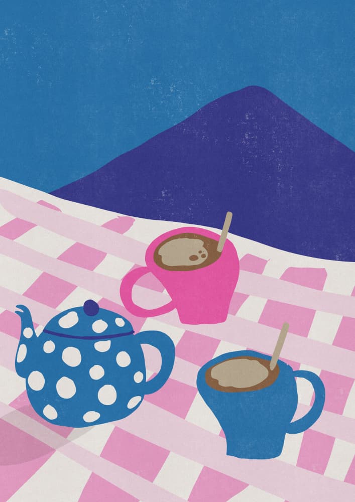 Warm Drinks Mountain Picnic by Nicholas — canvas wall art