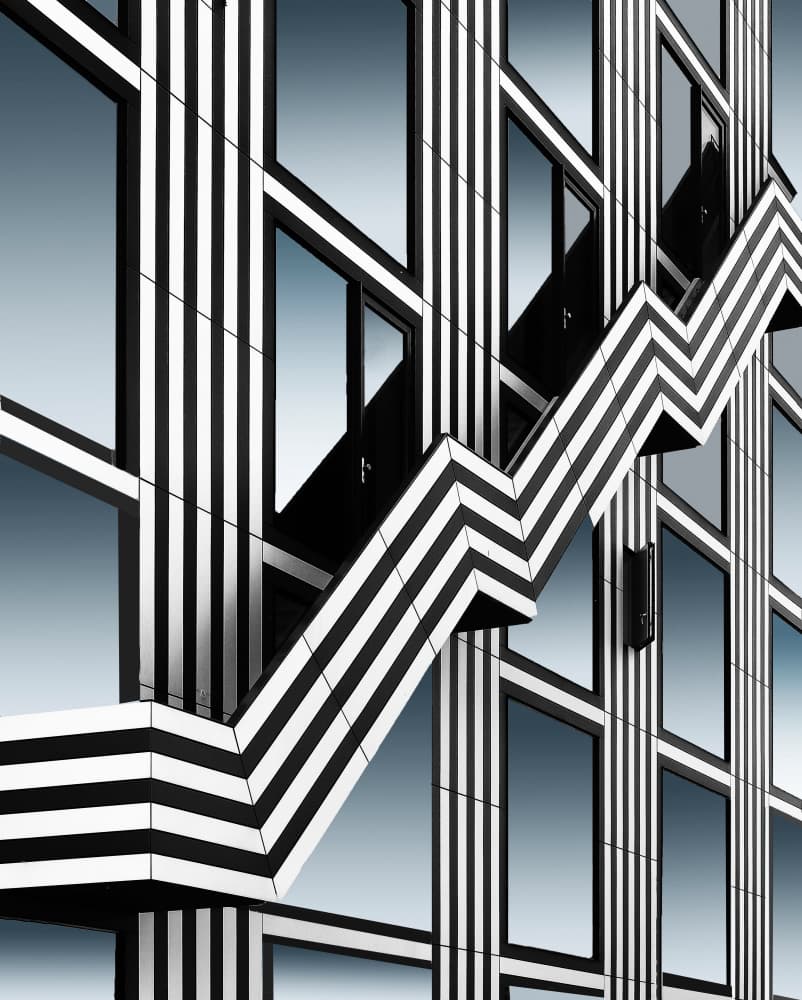 Striped Zig Zag Architecture by Renate Reichert — canvas wall art