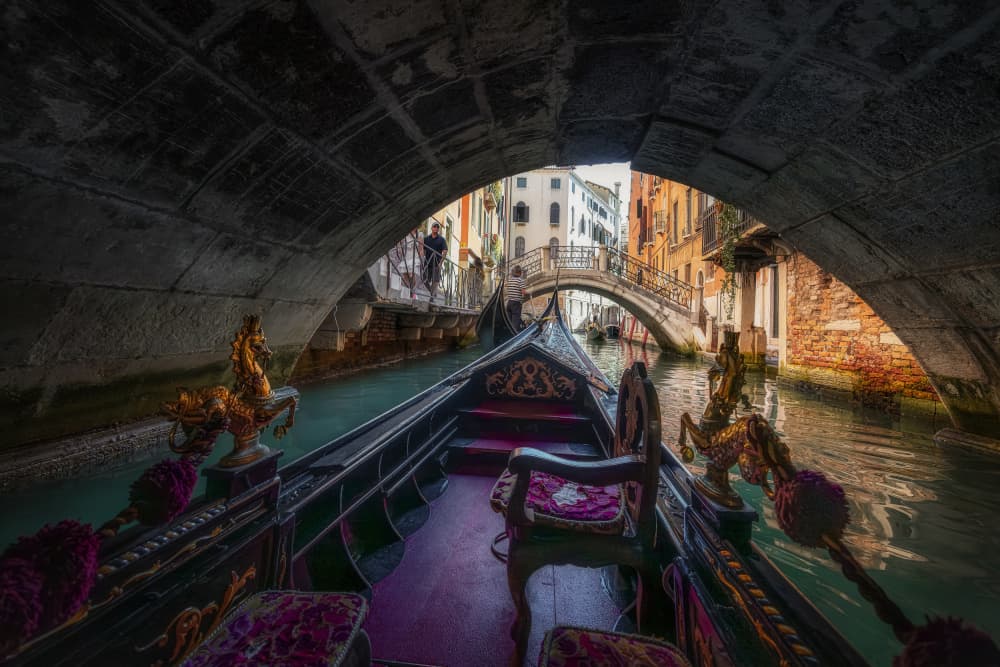 Venice Gondola Journey by Oskar Baglietto — canvas wall art