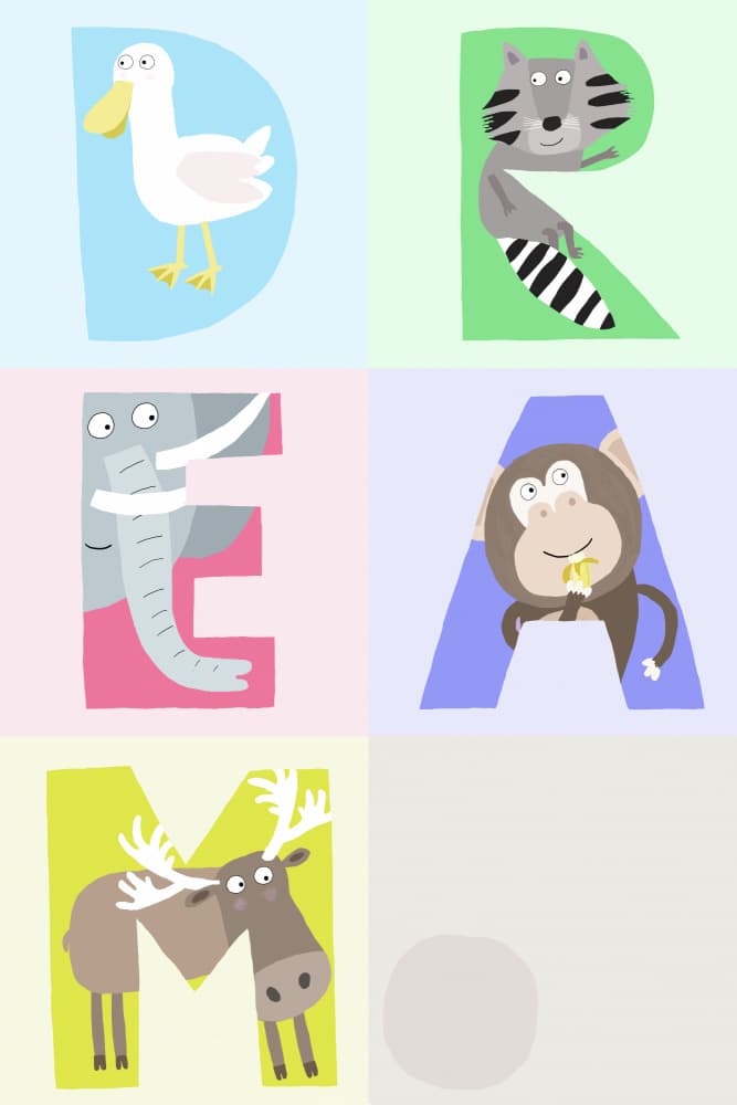 Playful Animal Alphabet by Carla Daly — canvas wall art