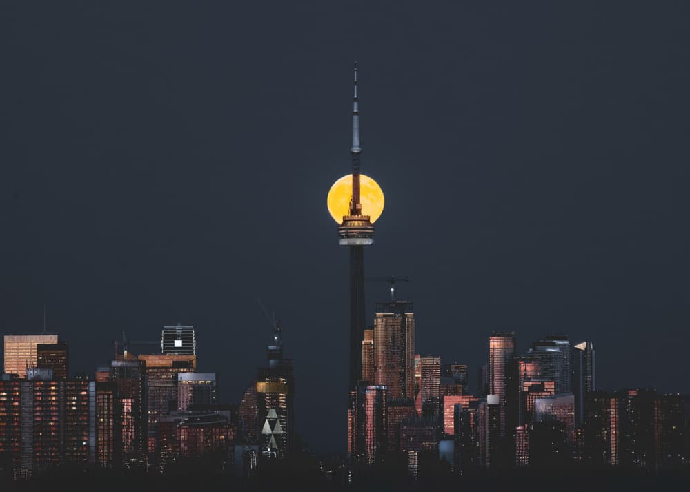 CN Tower Full Moon by Larry Deng APA — canvas wall art