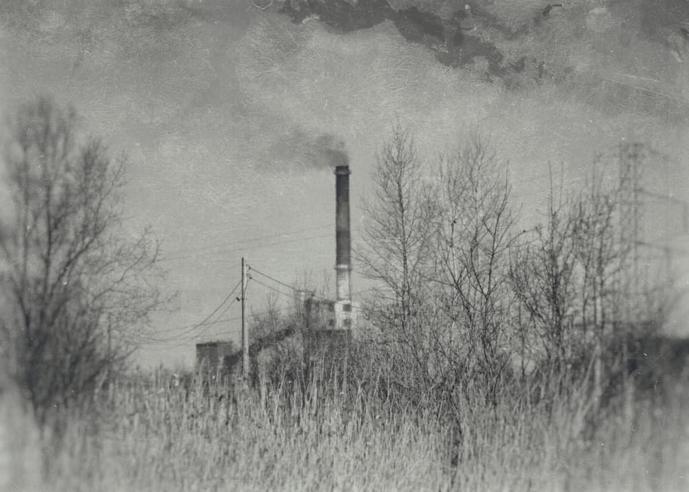 Bleak Industrial Chimney by Justyna Jaszke — canvas wall art