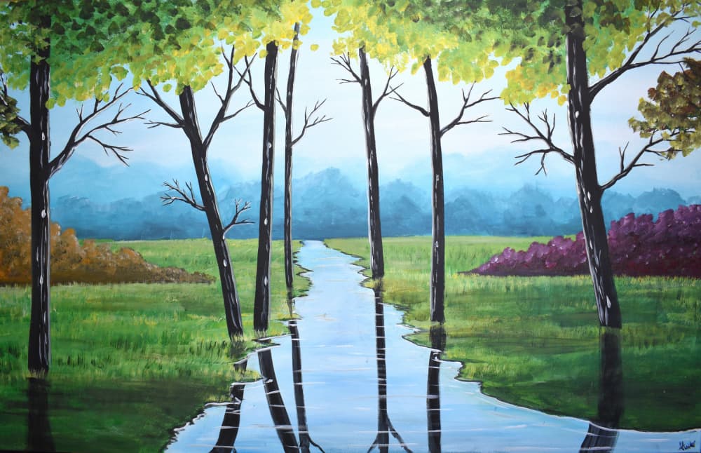 Serene Forest Stream by Aisha Haider — canvas wall art