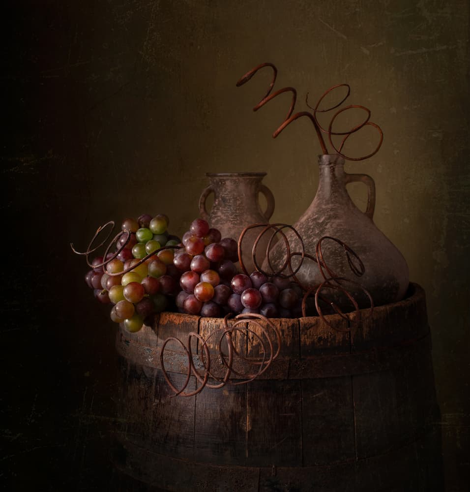 Rustic Wine Still Life by Margareth Perfoncio — canvas wall art