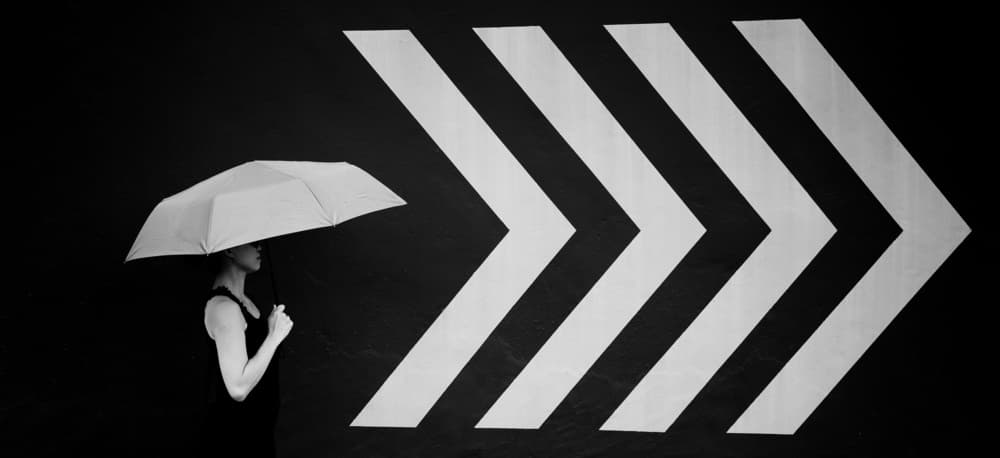 Woman Direction Arrows by Kieron Long — canvas wall art