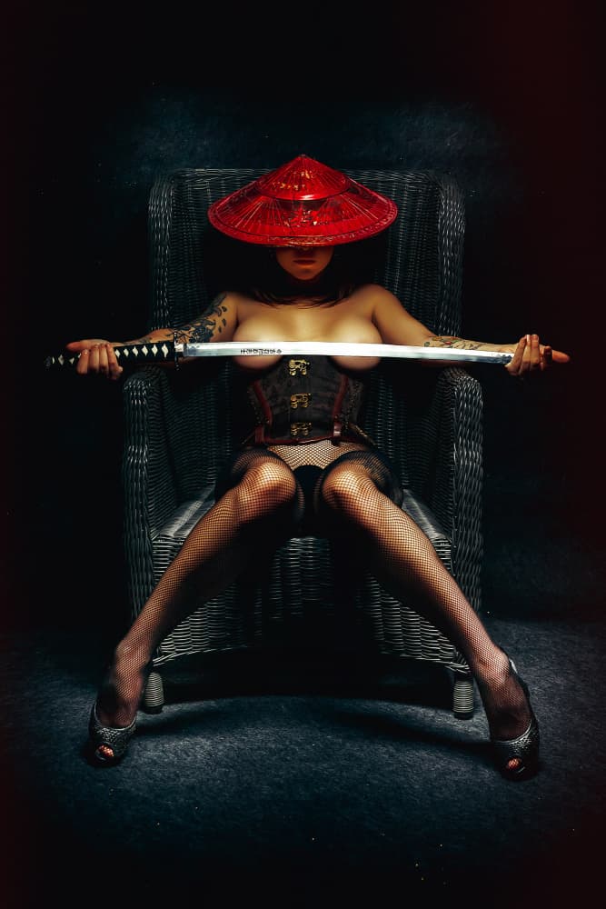Red Hat Katana Warrior by Ruslan Bolgov — canvas wall art