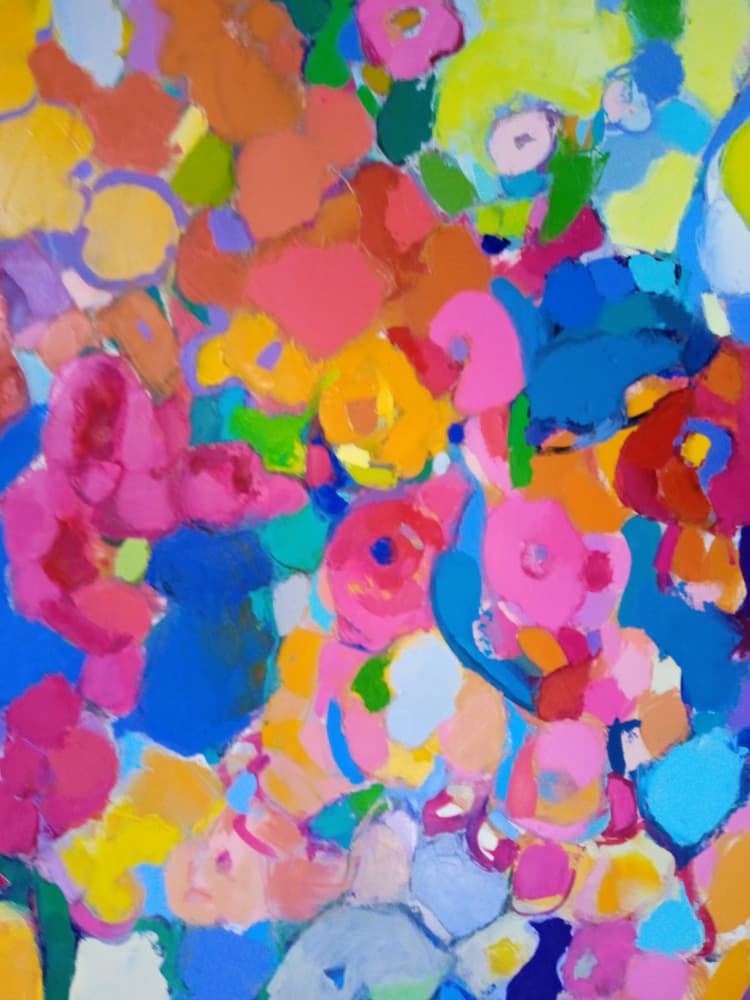 Vibrant Abstract Flowers by Elena Shraibman — canvas wall art
