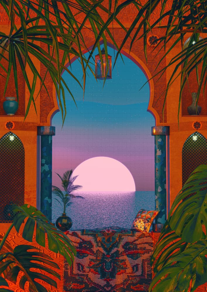 Tropical Sunset Archway by CosmoZach — canvas wall art